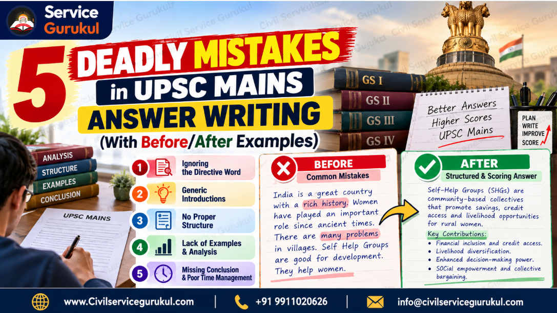5 Deadly UPSC Mains Answer Writing Mistakes That Cost You Marks — With Before & After Examples
