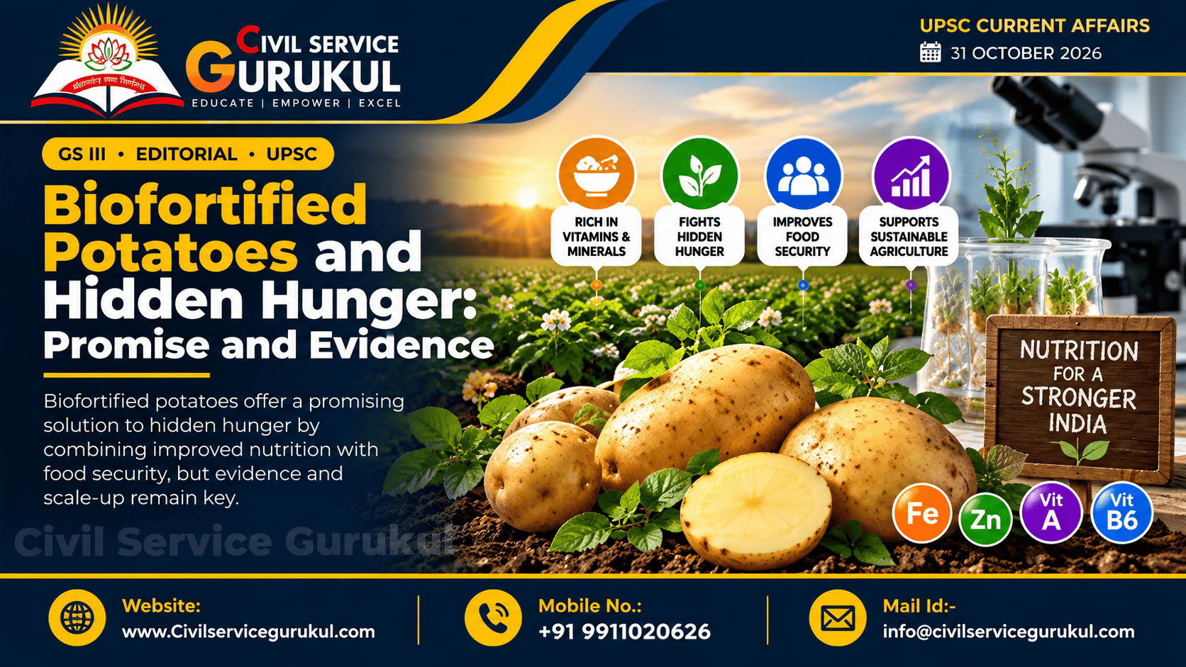 Biofortified Potatoes 2026: Hidden Hunger & UPSC